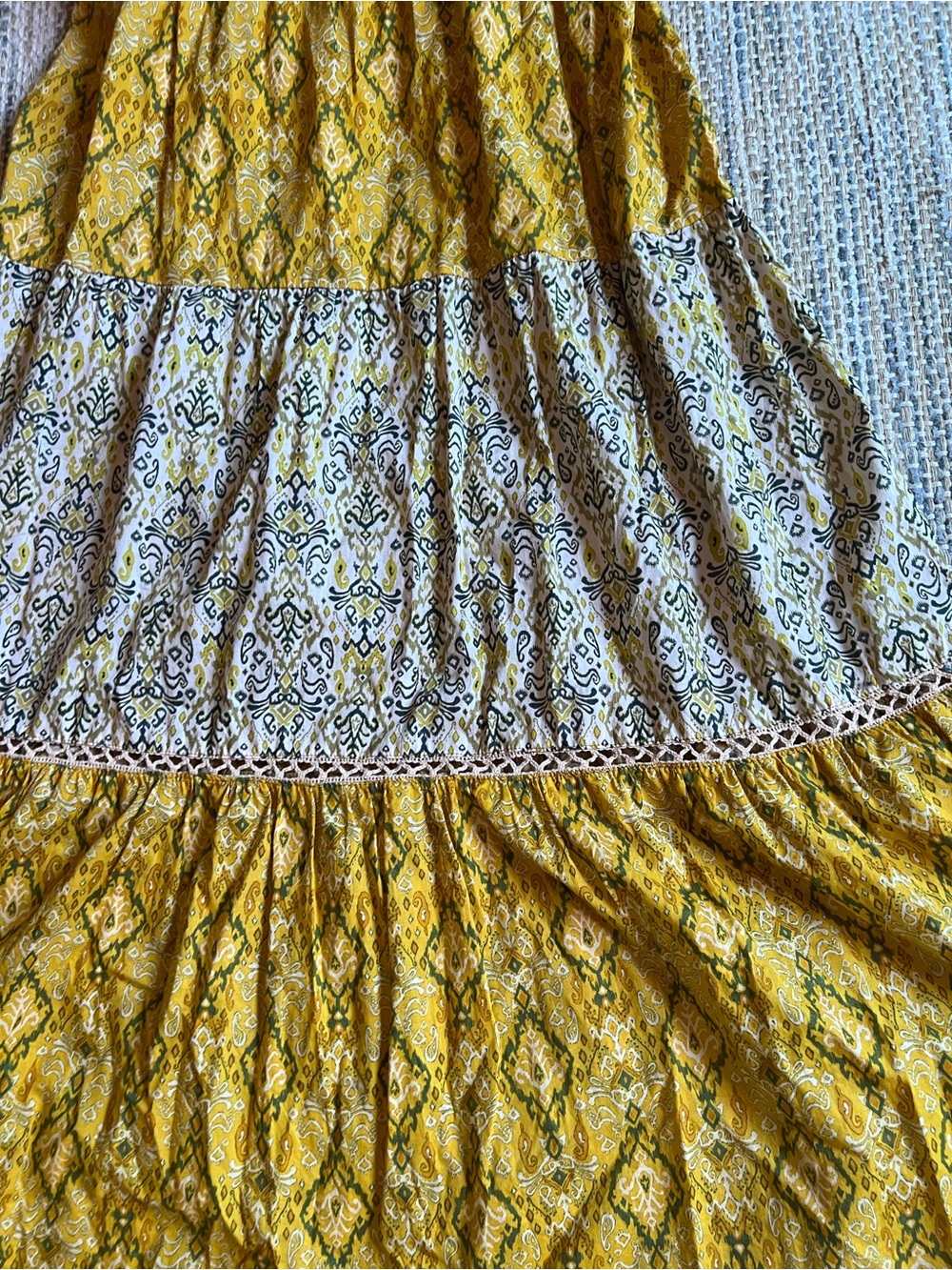 miami Yellow Tiered Patterned Spaghetti-Strap Sundress - Picture 2 of 16